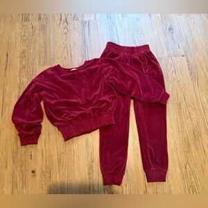 Jessica Simpson Kids Velvet Burgundy Jogger Set